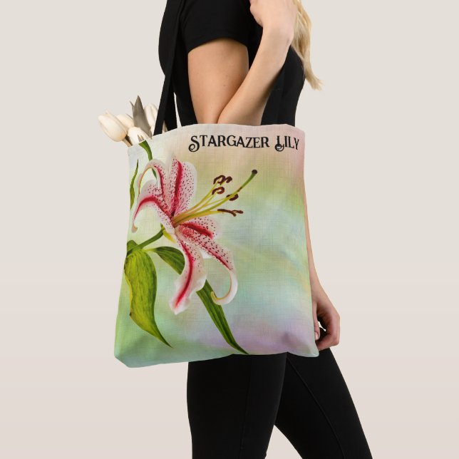 Elegant Stargazer Lily Floral Photography  Tote Bag (Close Up)