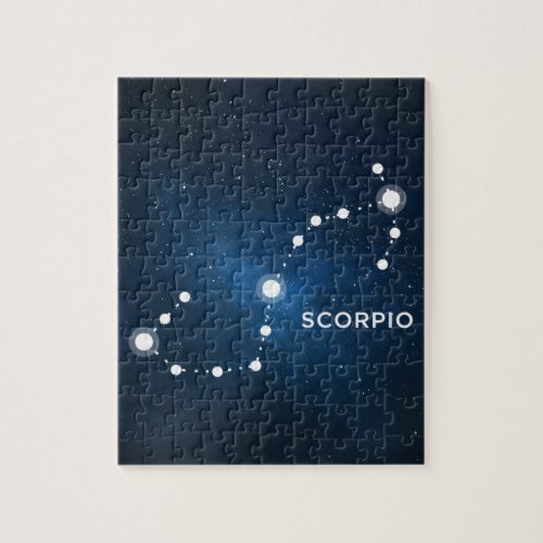 ELEGANT STARRY BLUE WATERCOLOR UNIVERSE _ SCORPIO JIGSAW PUZZLE