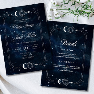 Elegant Starry Night Celestial Wedding Night Sky Invitation