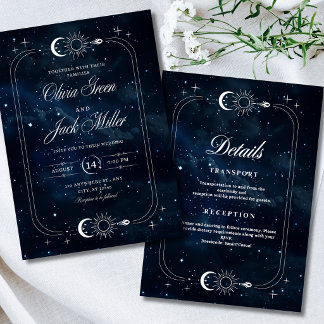 Elegant Starry Night Celestial Wedding Night Sky Invitation