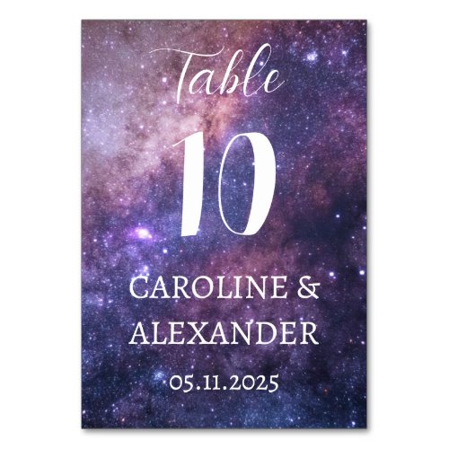 Elegant Starry Night Constellation Galaxy Modern Table Number