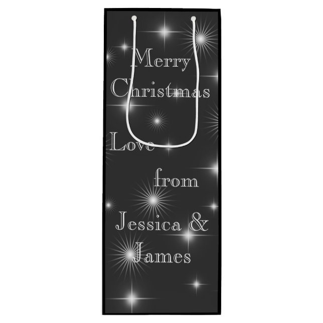 Elegant Starry Night Personalised Wine Gift Bag (Front)