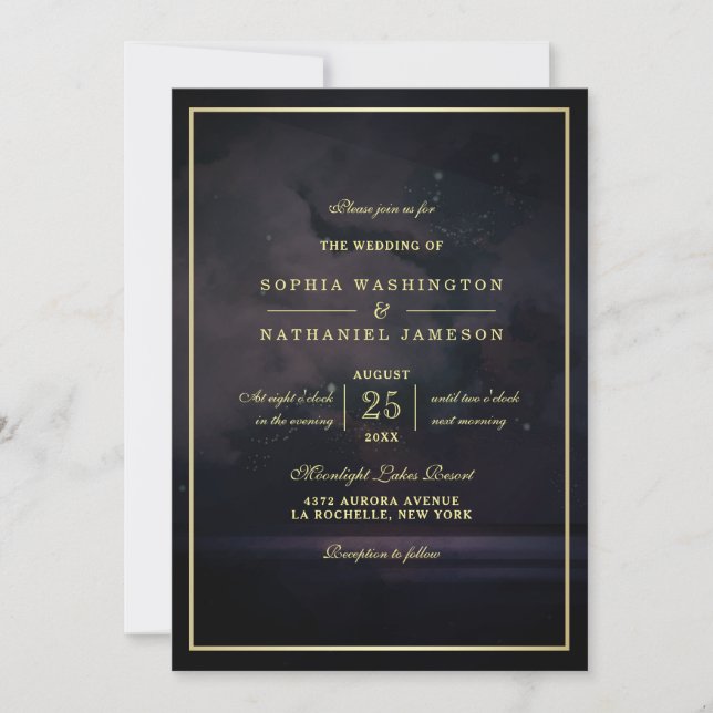 Elegant Starry Night Sky Wedding Invitation (Front)