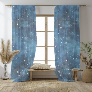 Elegant Starry Night Watercolor Dreamy Sheer Curtains