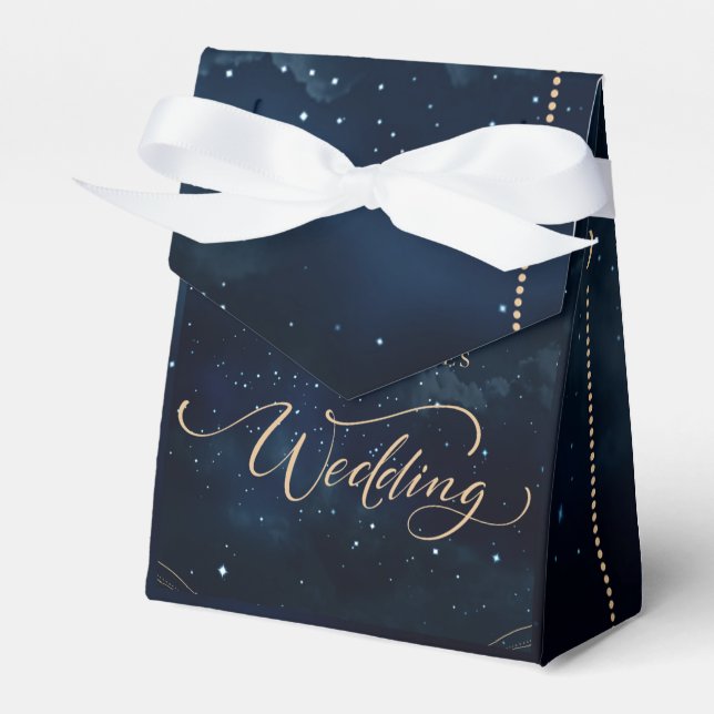 Elegant Starry night Wedding Celestial Wedding  Favor Boxes (Front Side)