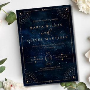 Elegant Starry night Wedding Celestial Wedding Foil Invitation