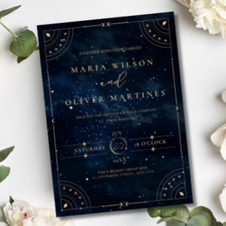 Elegant Starry night Wedding Celestial Wedding  Foil Invitation