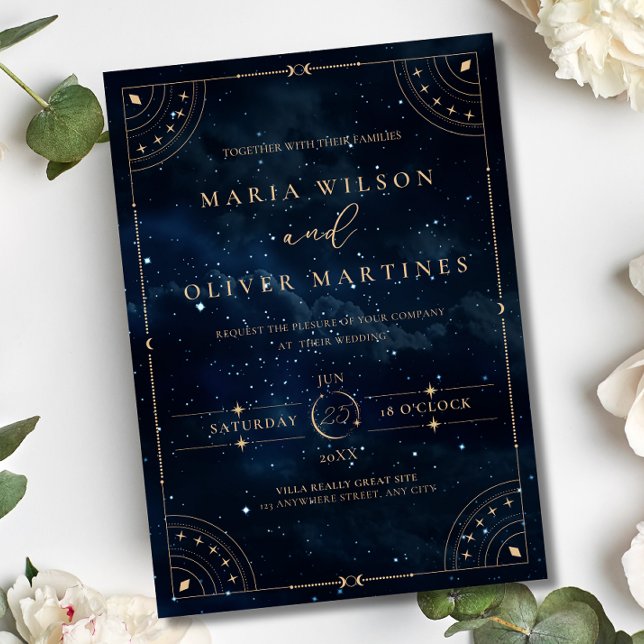 Elegant Starry night Wedding Celestial Wedding  Foil Invitation (Creator Uploaded)