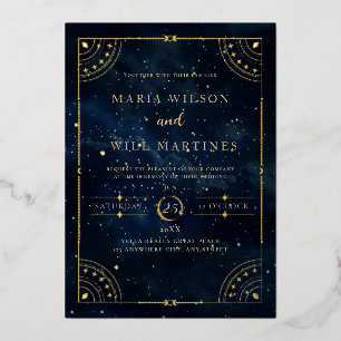 Elegant Starry night Wedding Celestial Wedding Foil Invitation