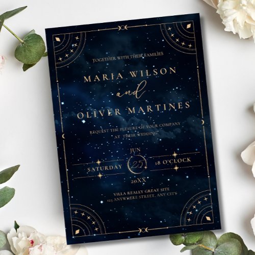 Elegant Starry night Wedding Celestial Wedding  Invitation