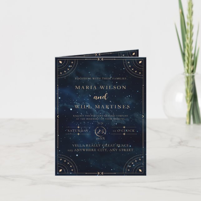 Elegant Starry night Wedding Celestial Wedding  Invitation (Front)