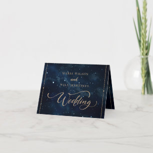 Elegant Starry night Wedding Celestial Wedding  Letterpress Thank You Card