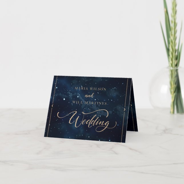 Elegant Starry night Wedding Celestial Wedding  Letterpress Thank You Card (Front)