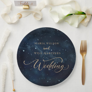 Elegant Starry night Wedding Celestial Wedding Paper Plates