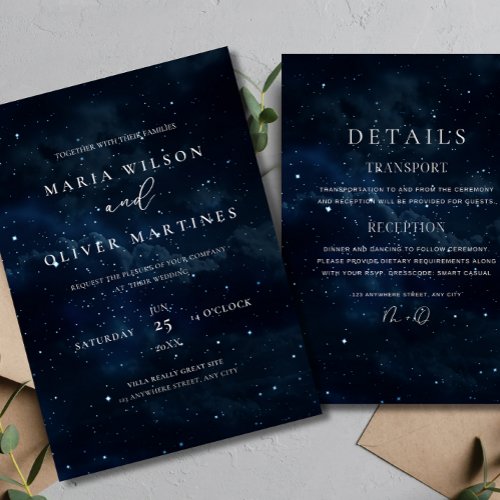 Elegant Starry night Wedding invitation Modern 