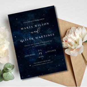Elegant Starry night Wedding invitation Modern  Foil Invitation
