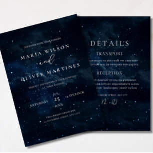 Elegant Starry night Wedding invitation Modern Foil Invitation