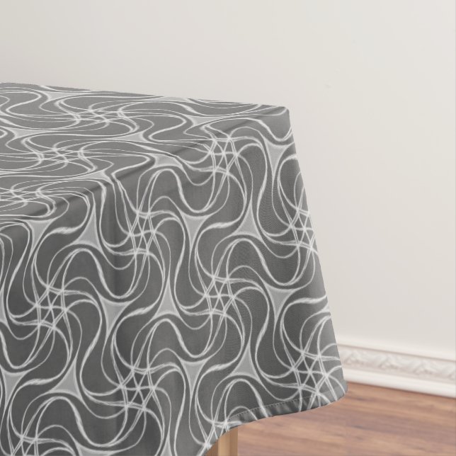 Elegant Starry Pattern Classy Mod Cool Silver Grey Tablecloth (In Situ)
