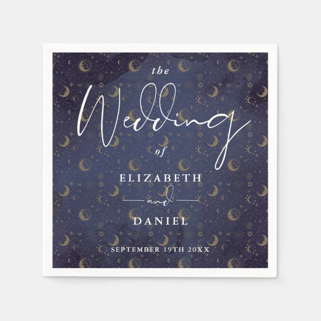 Elegant Stars And Mood Celestial Mystical Wedding Napkins (Front)