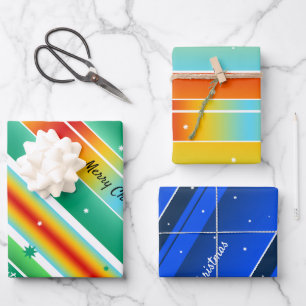 Elegant Stars and Stripes Colorful Christmas Wrap Wrapping Paper Sheets