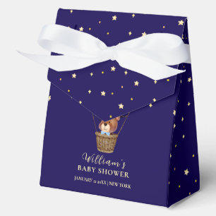 Elegant Stars Bear Hot Air Balloon Boy Baby Shower Favor Boxes
