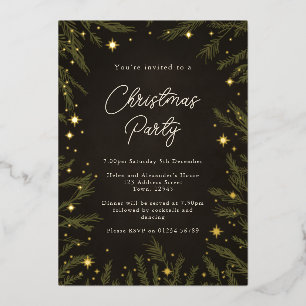 Elegant stars Christmas Party Foil Invitation