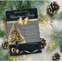 Elegant Stars Christmas Tree ,Bow, Christmas Party Invitation