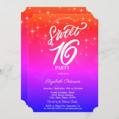 Elegant Stars Ombre Sweet 16 Invitation