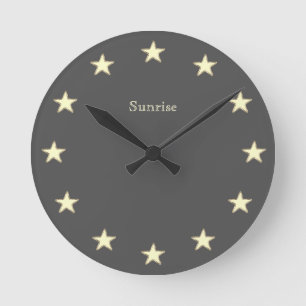 Elegant Stars on Dark Gray Round Clock