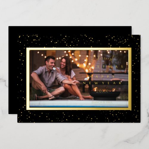 Elegant Stars Photo Frame Christmas  Foil Holiday Card