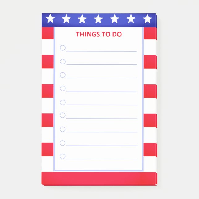 Elegant Stars, Red & White Striped Things To Do Post-it Notes (Front)