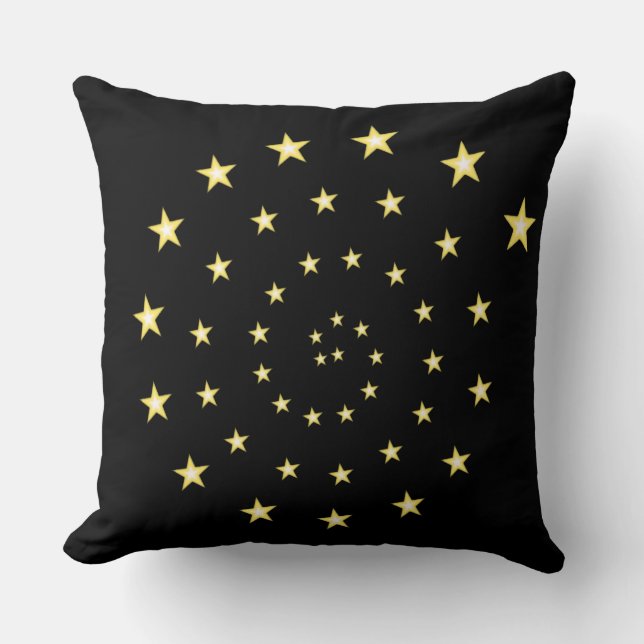 Elegant Stars Spiral on Black  Throw Pillow (Front)