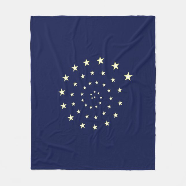 Elegant Stars Spiral on Navy Blue Fleece Blanket (Front)