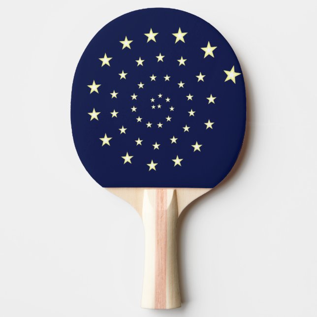 Elegant Stars Spiral on Navy Blue Ping Pong Paddle (Front)