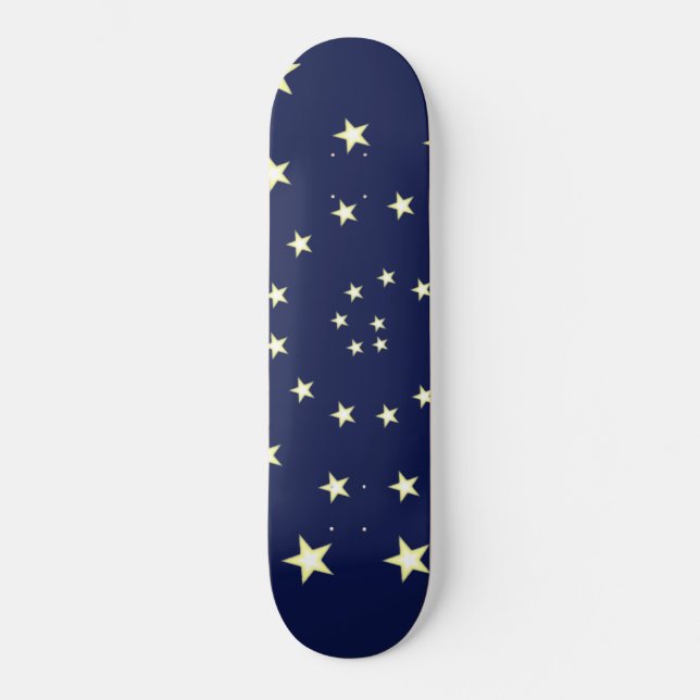 Elegant Stars Spiral on Navy Blue Skateboard (Front)