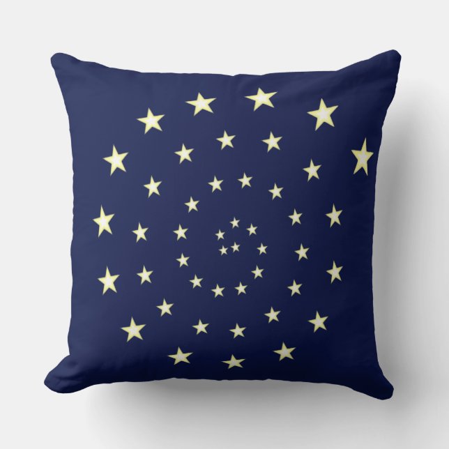 Elegant Stars Spiral on Navy Blue Throw Pillow (Front)