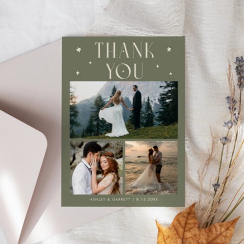 Elegant Stars Wedding Multi Photo Sage Green