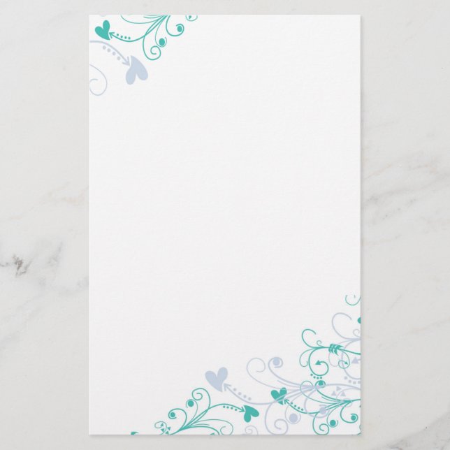 Elegant Stationery -Swirls & Hearts (Front)