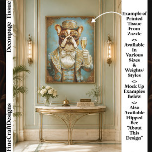 Elegant Steampunk Bulldog Champagne FR8R Decoupage Tissue Paper