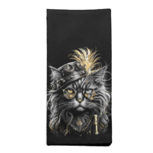 Elegant Steampunk Cat Cloth Napkin