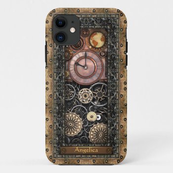 Elegant Steampunk Customizable Iphone 11 Case by poppycock_cheapskate at Zazzle