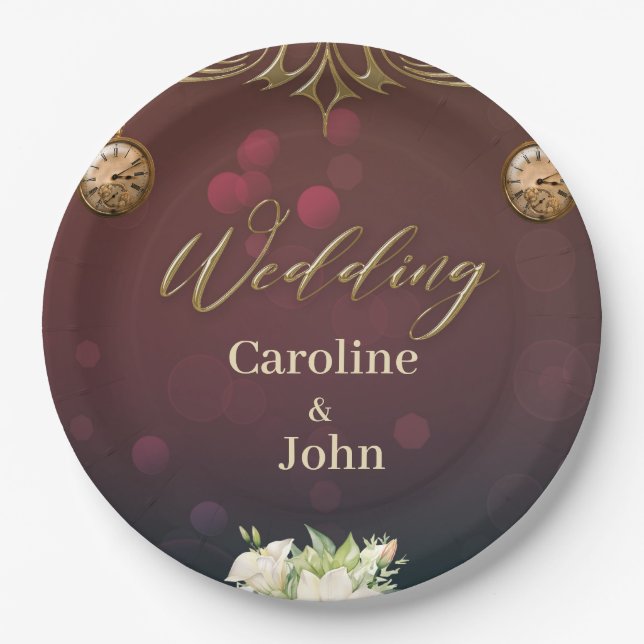 Elegant steampunk design, paper plates (Front)