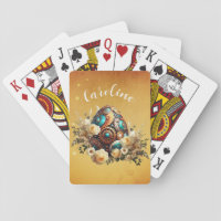 Elegant steampunk easter egg  playing cards