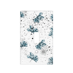 Elegant steel blue Floral design Light Switch Cover