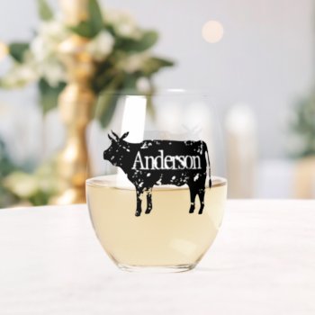 Elegant Stemless Wine Glass With Cow Silhouette by cookinggifts at Zazzle