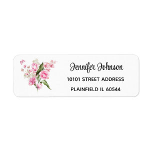 Elegant Still Life Pink Florals Return Address Label