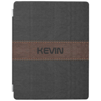 Elegant Stitched Black And Brown Leather Print iPad Smart Cover