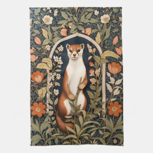 Elegant Stoat William Morris Inspired Floral Kitchen Towel