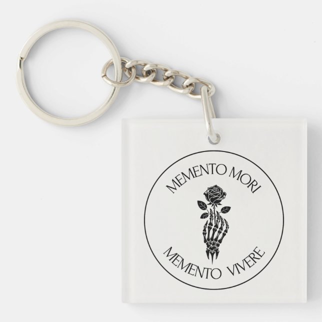 Elegant Stoic Quote Memento Mori Keychain (Front)