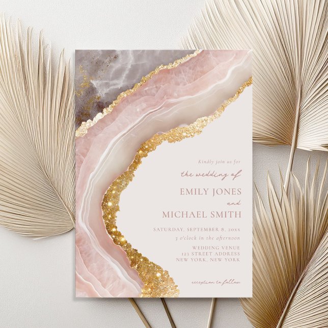 Elegant Stone Agate Marble Chic Wedding Invitation (Creator Uploaded)